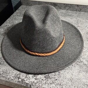 Frye Charcoal Fedora with Tan Braided Band